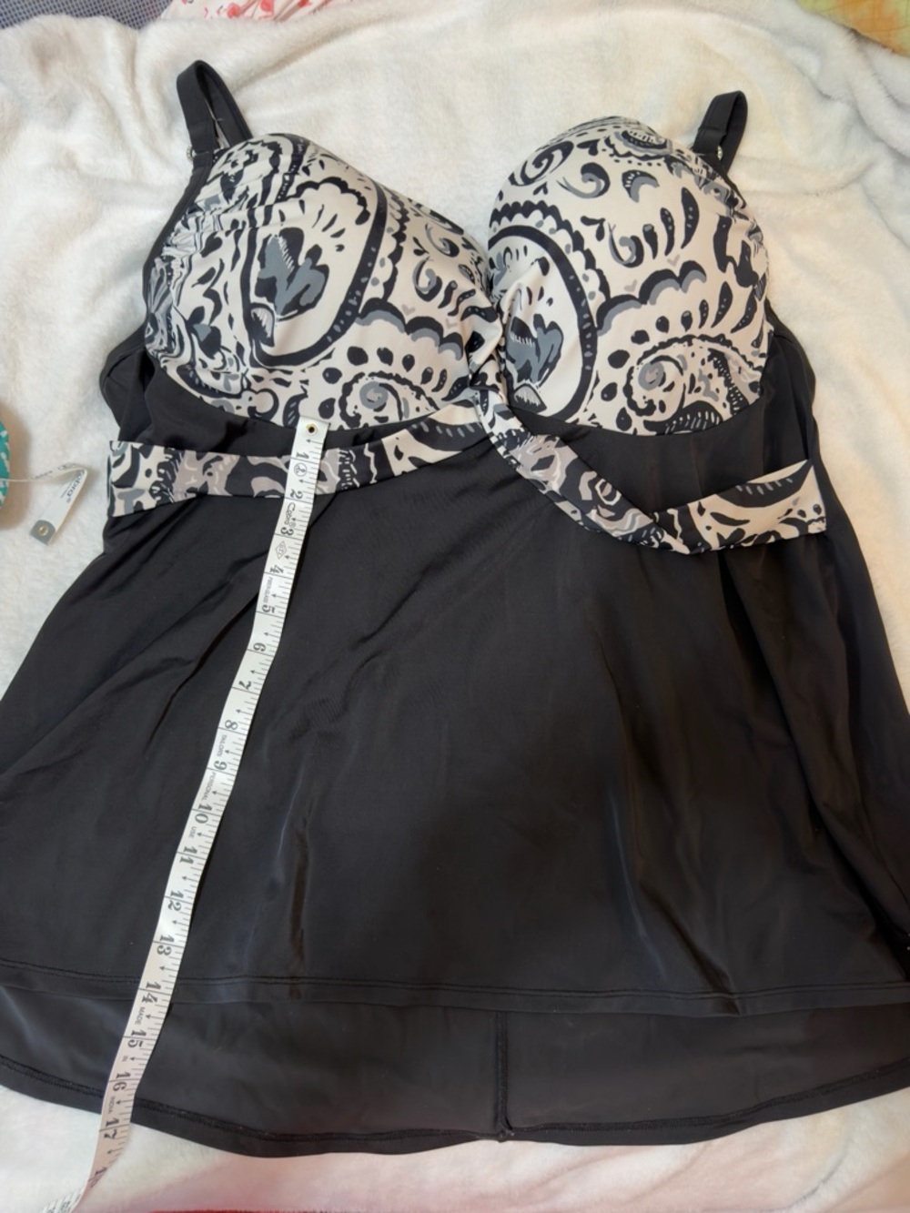 Lane Bryant Black and White Paisley Tankini
